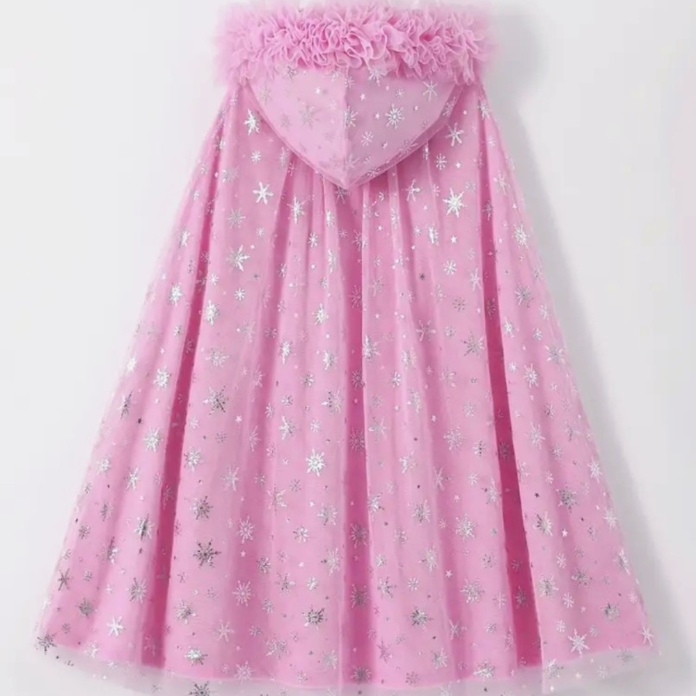 Charming Pink Kids Cape with Silver Accents - Picture 2 of 7